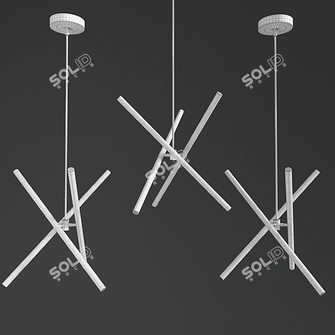 Vintage Brass LED Chandelier 3D model image 2