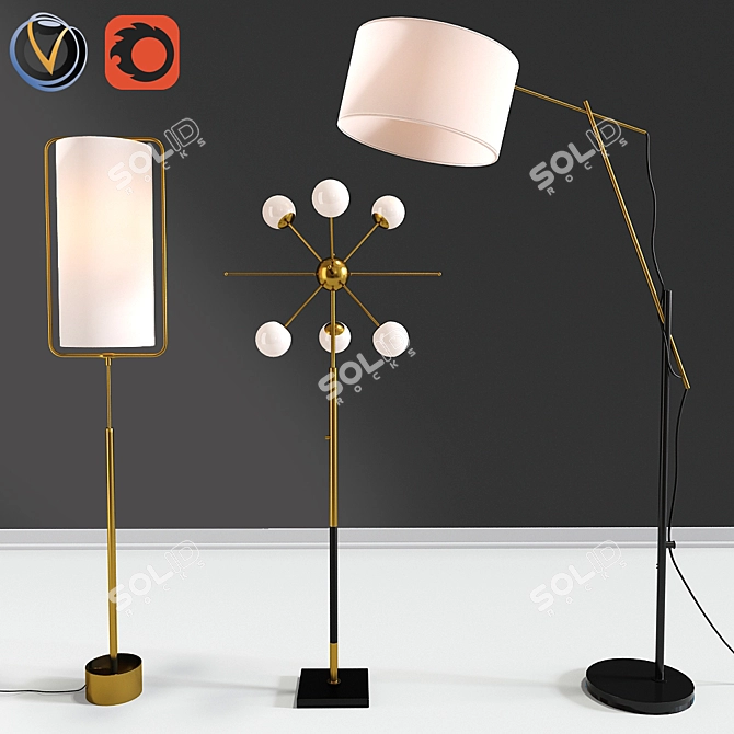 Modern Lighting Floor Lamps Set 3D model image 1