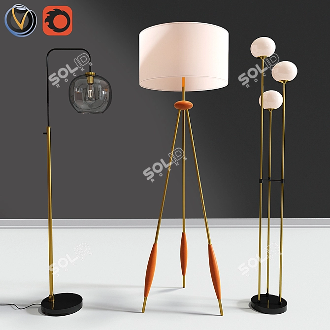 Versatile Modern Floor Lamps: Set 05 3D model image 1