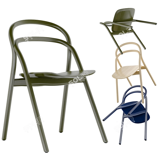 Beech Hem Udon Chair: Blue/Green 3D model image 1