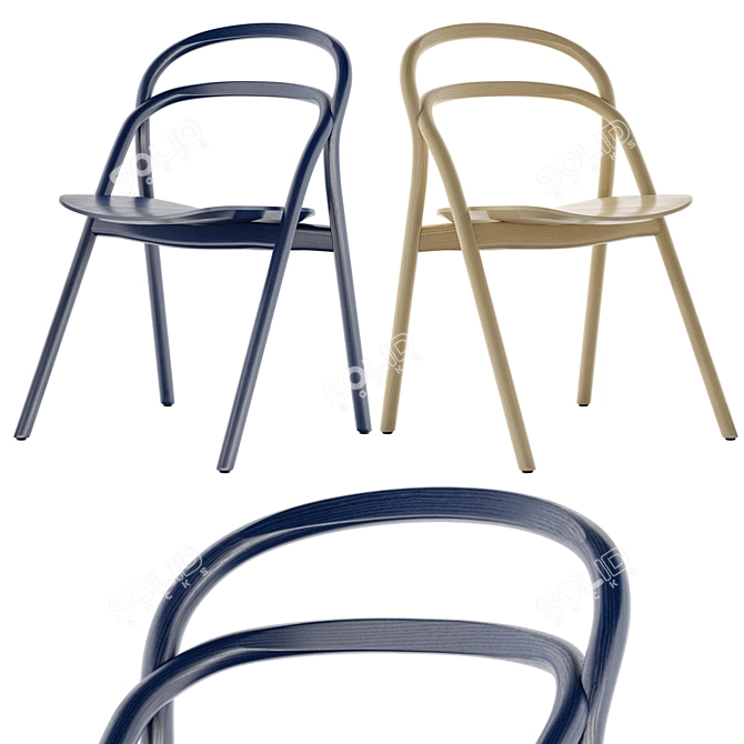 Beech Hem Udon Chair: Blue/Green 3D model image 2