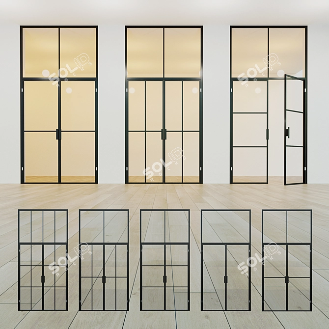 Title: Panoramic Glass Swing Door - Modern and Versatile 3D model image 1