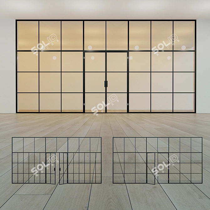 Sleek Glass Partition: Modern Design 3D model image 1