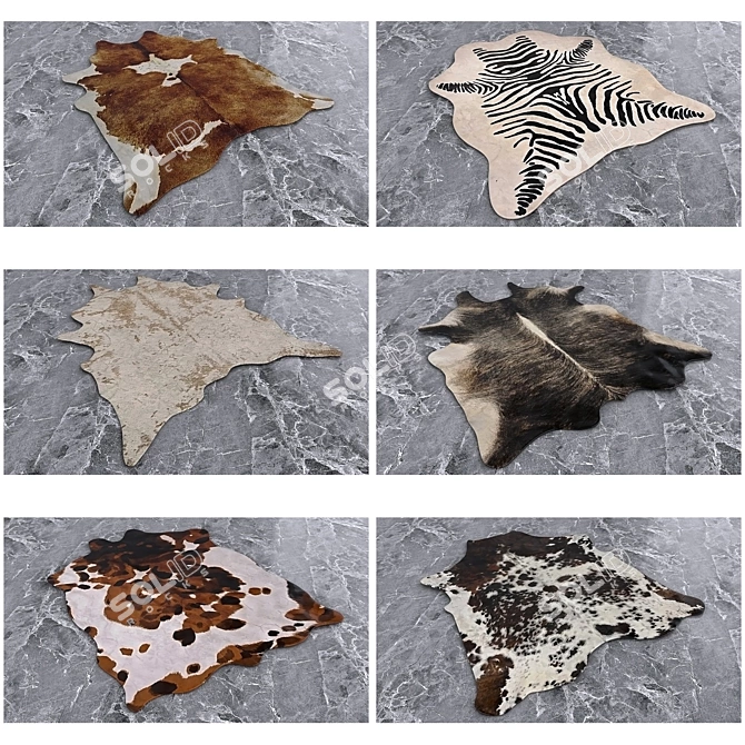 13 Animal Skin Carpets: Vray, Corona, FBX 3D model image 2