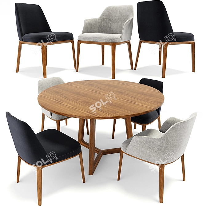 Elegant Poliform Sophie & Grace Dining Set 3D model image 1