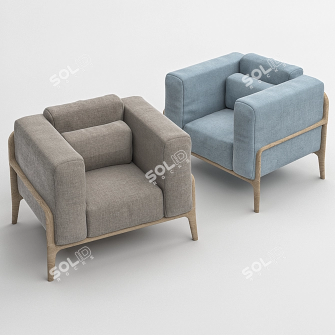 Cozy Fawn Armchair: Compact and Comfortable 3D model image 1