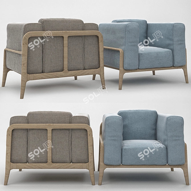 Cozy Fawn Armchair: Compact and Comfortable 3D model image 3