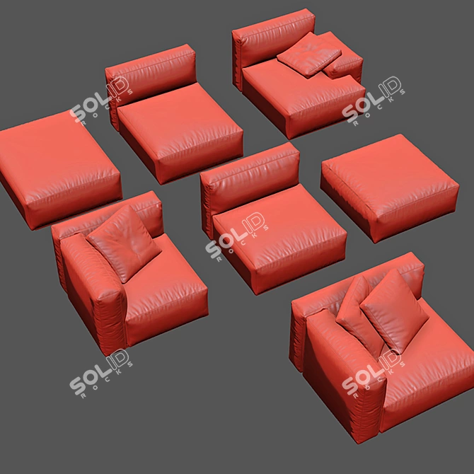 Cassina 271 Mex Cube: Customizable Modular Sofa 3D model image 3