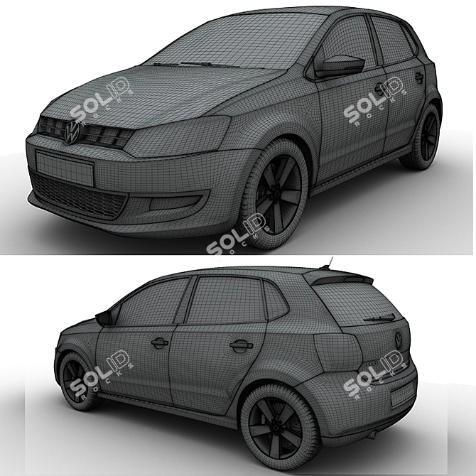 Volkswagen Polo 5dr 2010: High-Detail VRay Model 3D model image 3