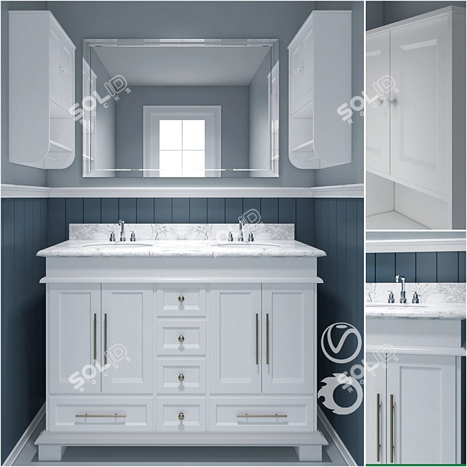 Modern Bathroom Furniture Set 3D model image 2