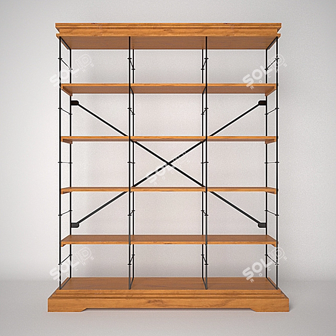 Modern Wooden Bookshelf 3D model image 1