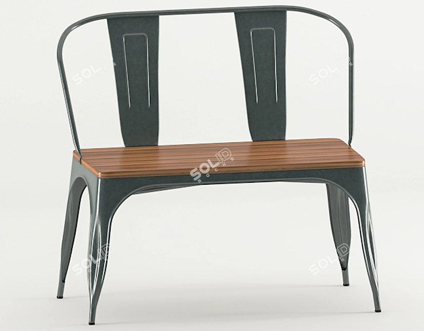 Industrial Tolix Table Chair Set 3D model image 2