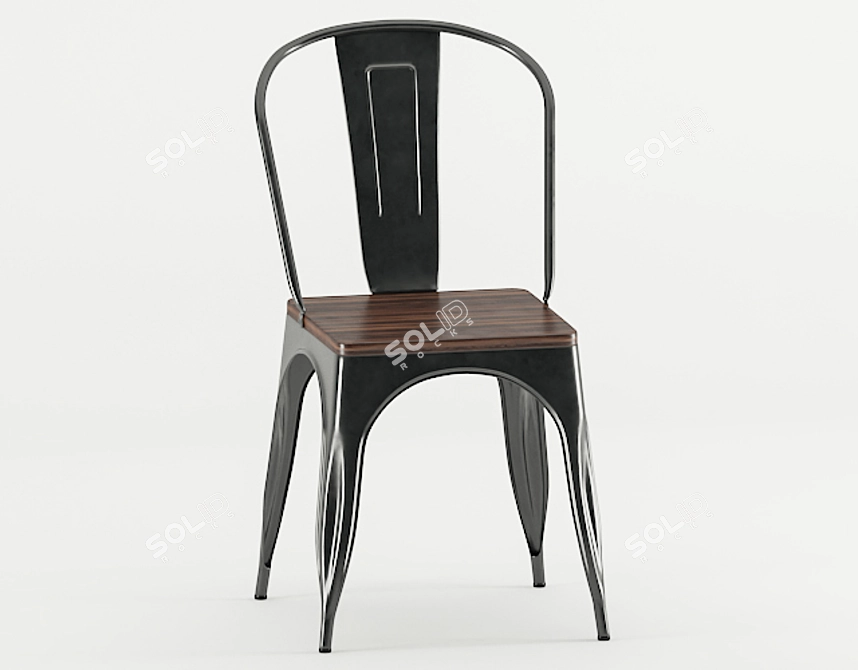 Industrial Tolix Table Chair Set 3D model image 3