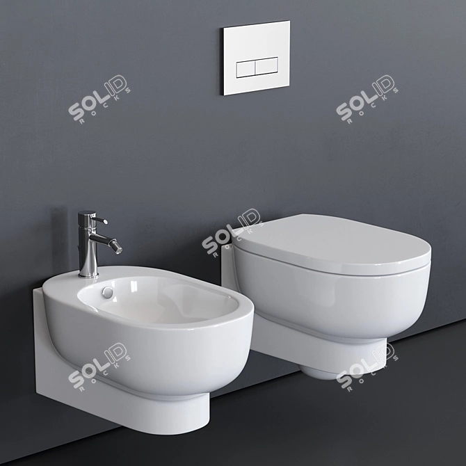 GALASSIA M2 55 Wall-Hung WC & Bidet 3D model image 1