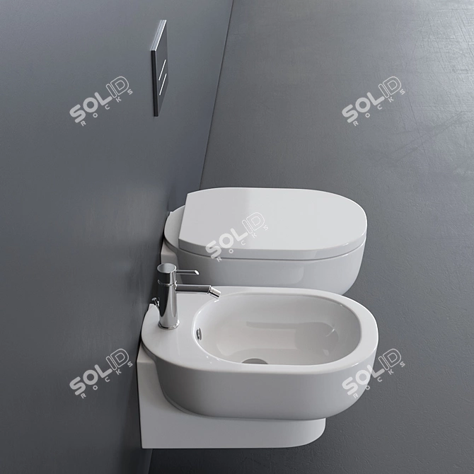 GALASSIA M2 55 Wall-Hung WC & Bidet 3D model image 2