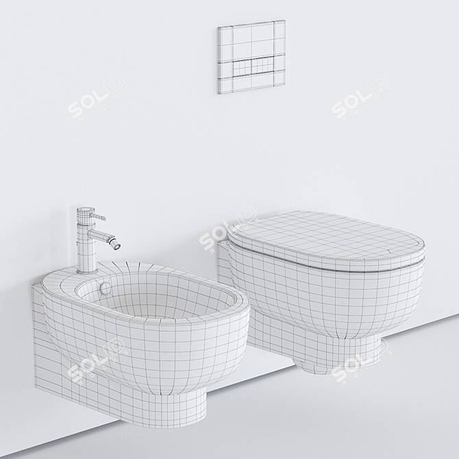 GALASSIA M2 55 Wall-Hung WC & Bidet 3D model image 3