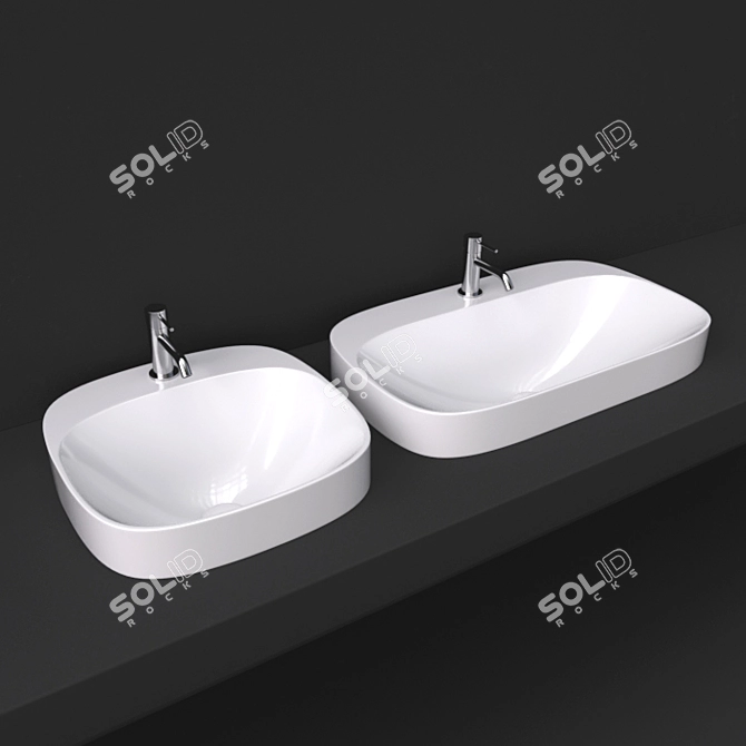 Moon Washbasin: Elegant Ceramic Inset 3D model image 1