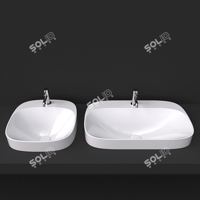 Moon Washbasin: Elegant Ceramic Inset 3D model image 2