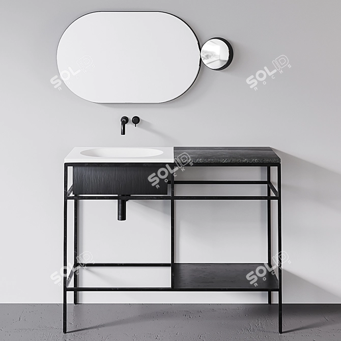 Elegance Marble Console & Gravity Mirror 3D model image 2