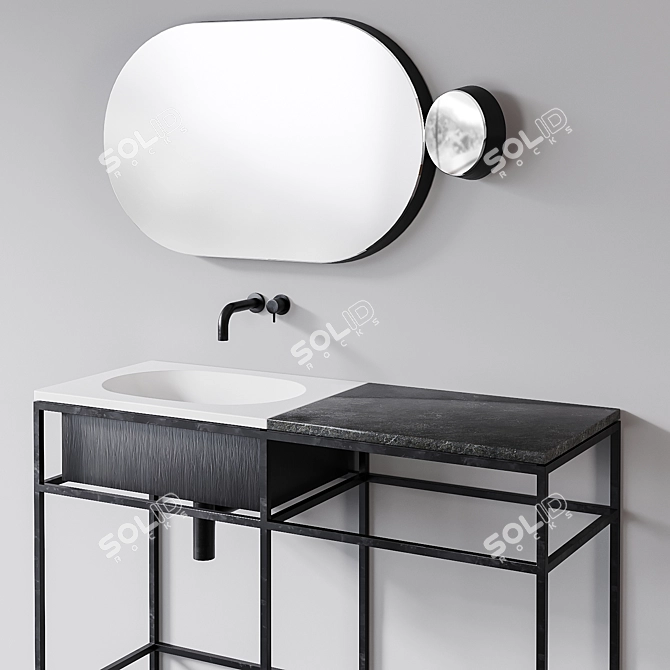 Elegance Marble Console & Gravity Mirror 3D model image 3