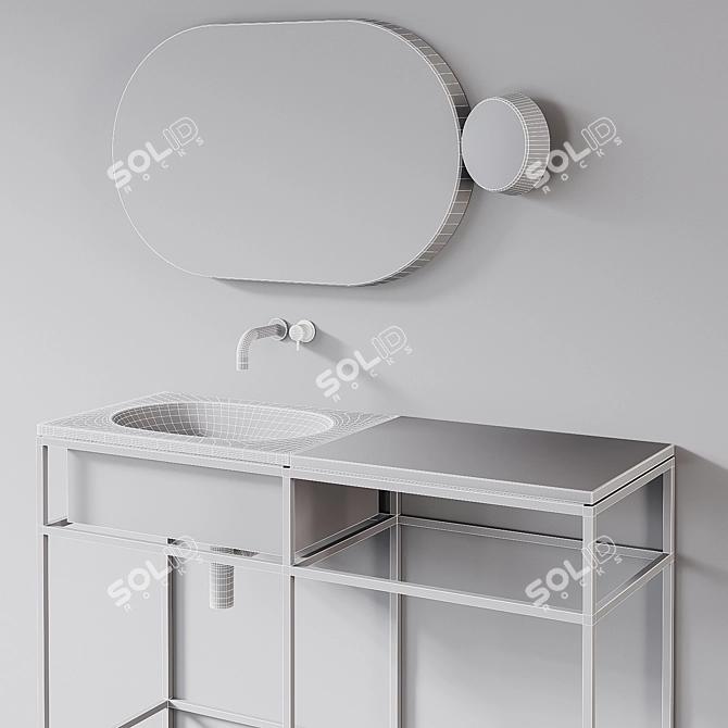 Elegance Marble Console & Gravity Mirror 3D model image 1