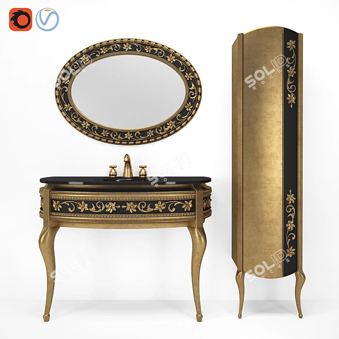 Elegant Italian Bathroom Furniture 3D model image 1