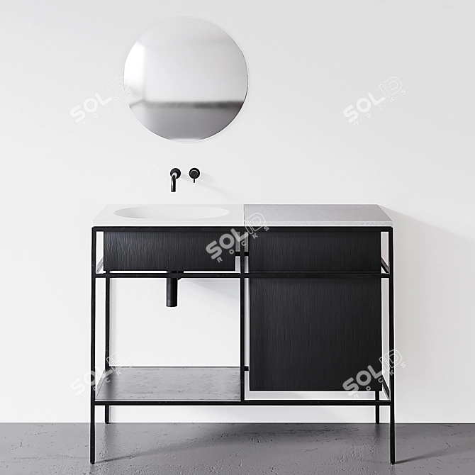 Modern Concrete Console with Mirror Journey 3D model image 1