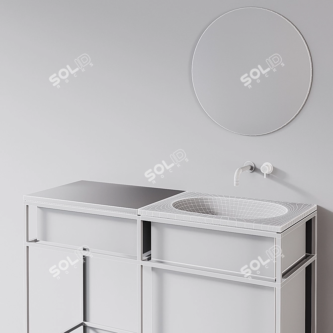 Ex-T Frame Console with Marble Plate & Plateau Mirror 3D model image 3