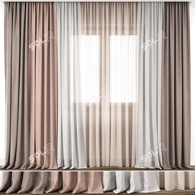 Elegant Curtain Design - Detailed Model 3D model image 1