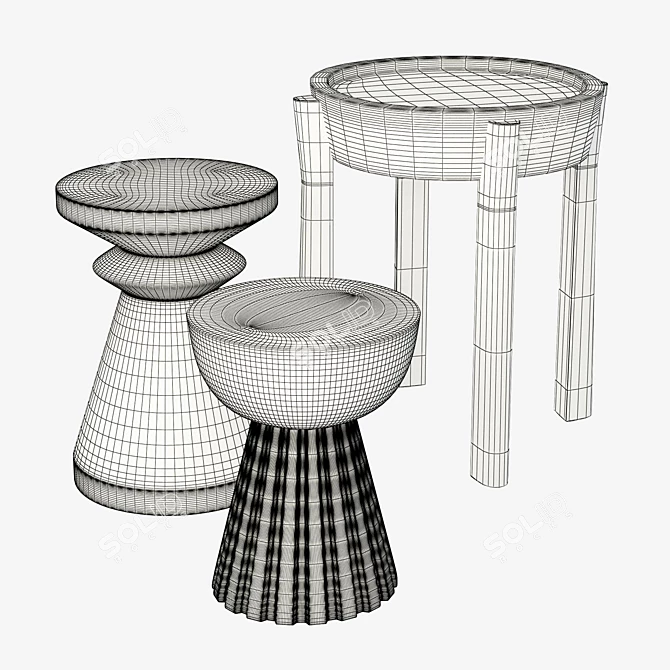 Sleek Sofa Side Tables 3D model image 3