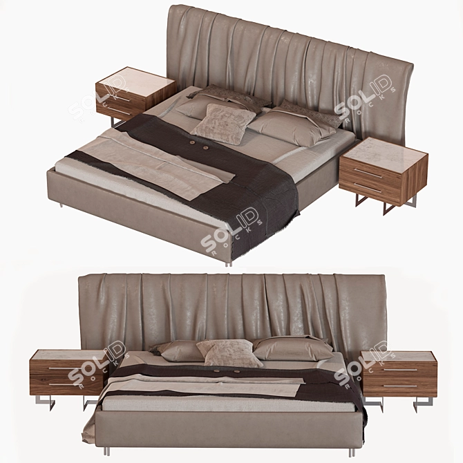 Modern Turkish-made Fuga Merlin Bed 3D model image 1
