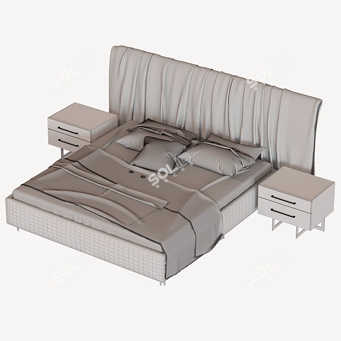 Modern Turkish-made Fuga Merlin Bed 3D model image 2