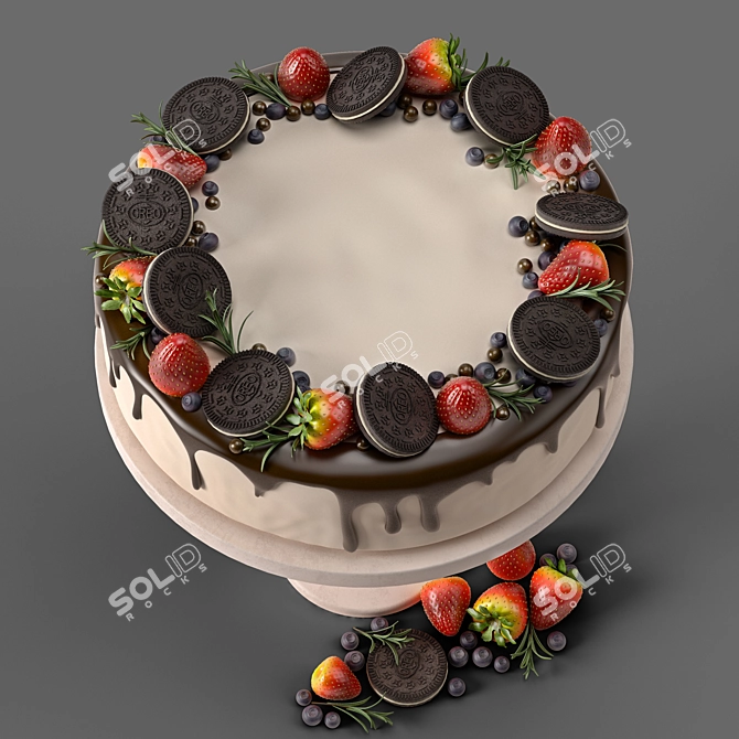  Delicious Strawberry Oreo Cake 3D model image 2