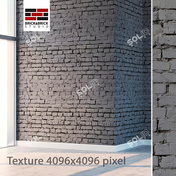 Seamless Textured Brick Wall 3D model image 1