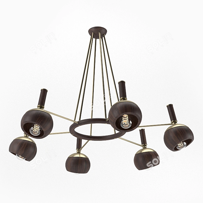 Artisan Walnut Pendant Lamp 3D model image 2