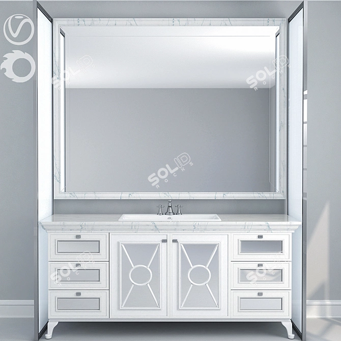 Sleek Bathroom Furniture Set 3D model image 1