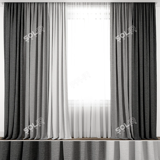 Exquisite Detailed Curtain Model 3D model image 1