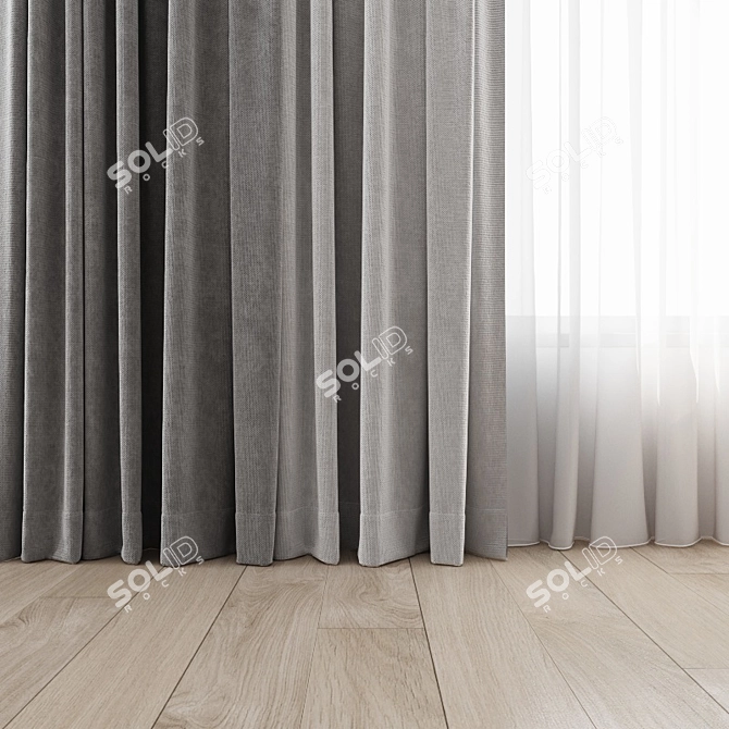 Elegant Window Drapes: Set of 4 3D model image 2