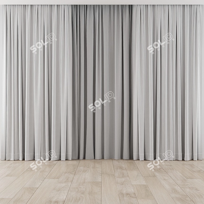 Elegant Window Drapes: Set of 4 3D model image 3