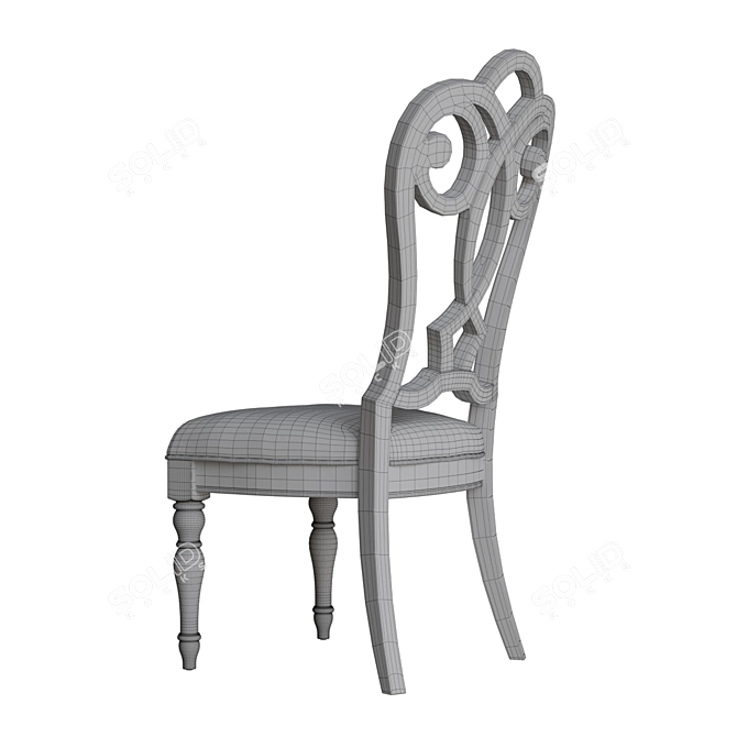 Elegant Upholstered Splat Back Side Chair 3D model image 3