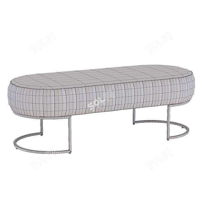 Elegant Bohemian Velvet Bench 3D model image 3