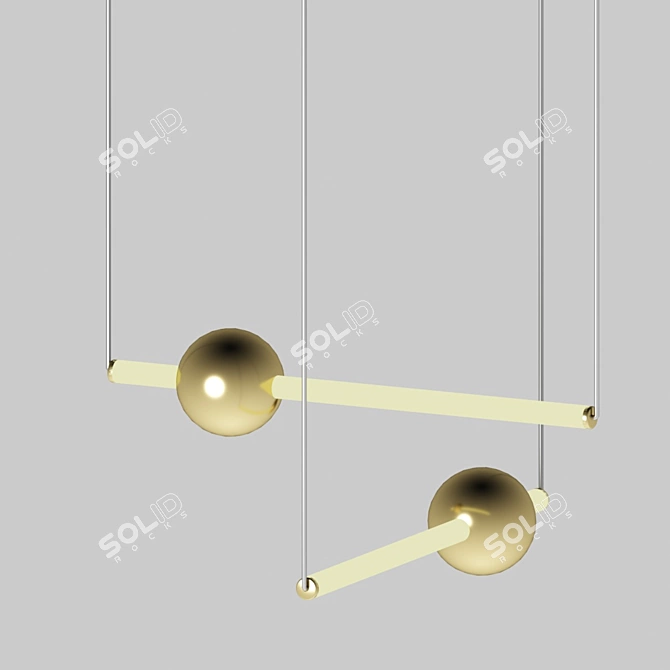 Orion Globe Pendant Light - Modern, Gold Finish 3D model image 1