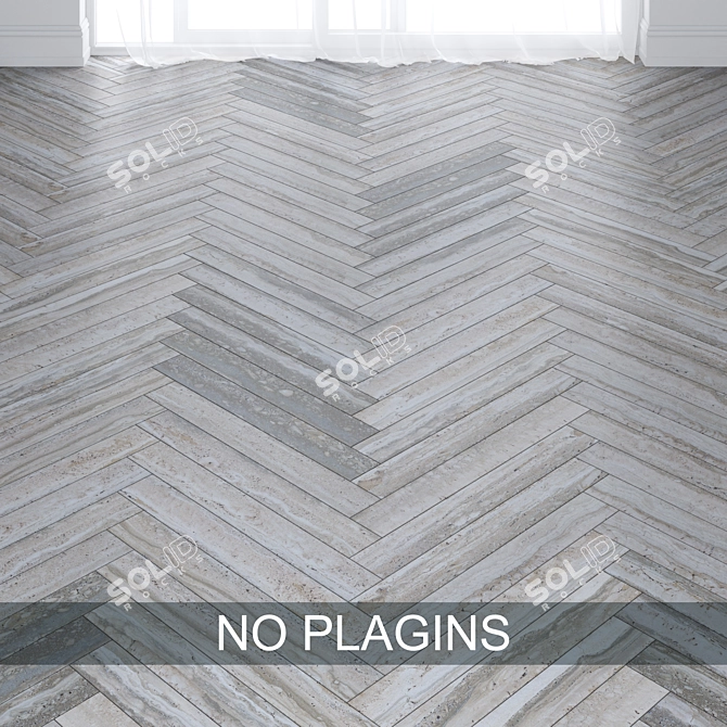 Beige Marble Tiles: Chevron & Herringbone 3D model image 1