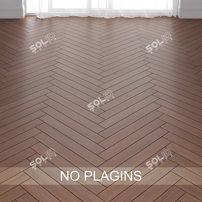 Pine Wood Parquet: Chevron & Herringbone 3D model image 1