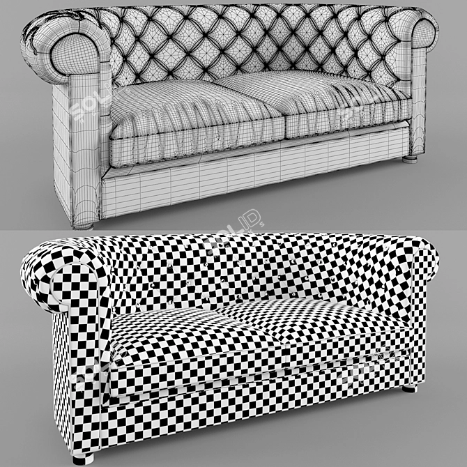 Modern Darlas Fuert Sofa - High Poly 3D Model 3D model image 3