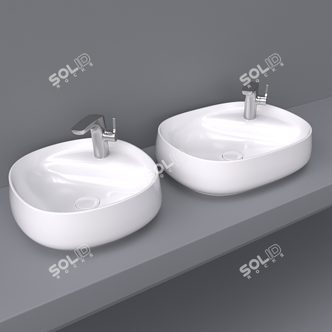 Overflow Ceramic Wash Basin 58x45 and 45x45 3D model image 1