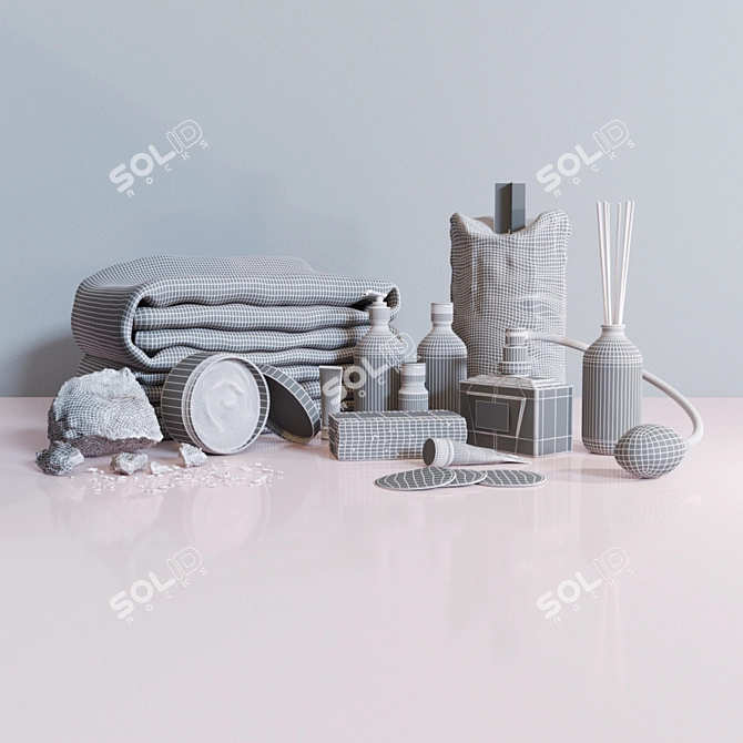 Elegant Bathroom Décor Set 3D model image 3