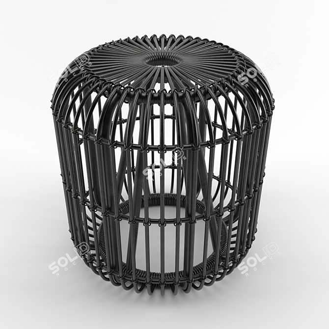 Versatile Rattan Stool: Chair, Coffee Table, or Bedside 3D model image 2
