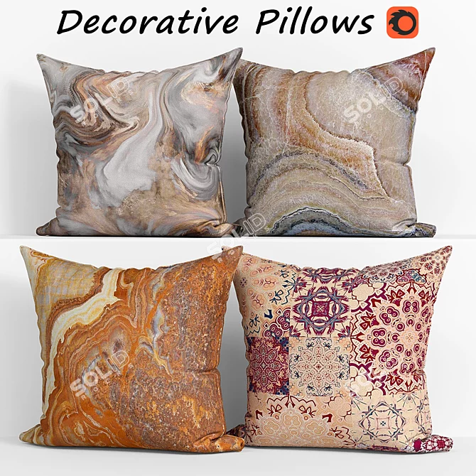 Marble Decorative Pillow Set 3D model image 1