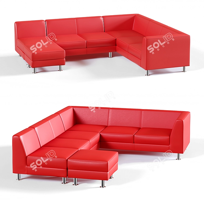 Sleek Evolution 5-Seater Sofa 3D model image 1